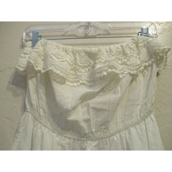 Charlotte Russe Womens Sz M Boho Tube Top White Mini Dress Lace Bridal Country - Picture 4 of 9